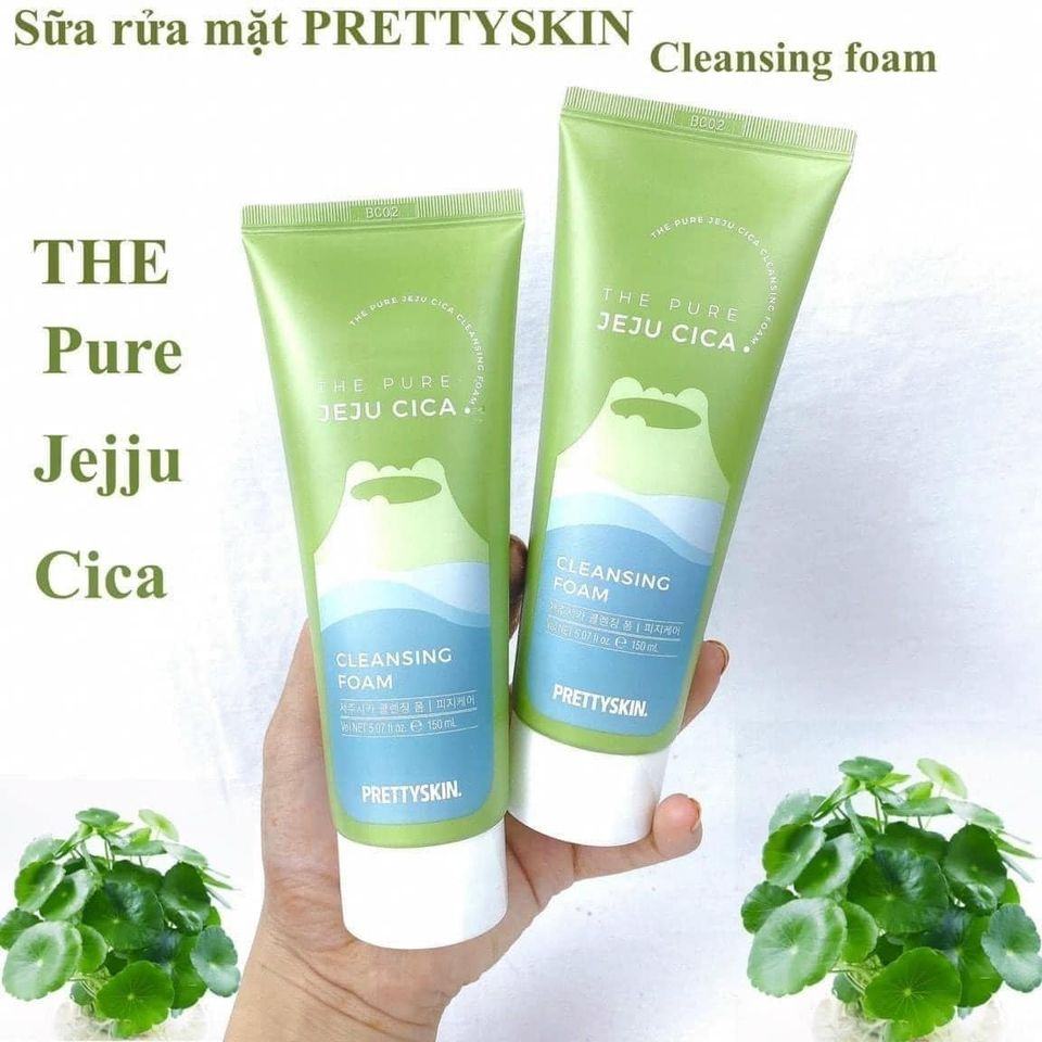 Sữa rửa mặt rau má PrettySkin The Pure Jeju Cica Cleansing Foam