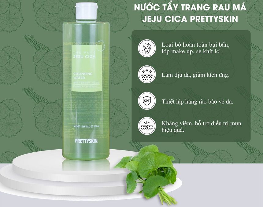 Nước Tẩy Trang Trị Mụn Rau Má Jeju Cica Prettyskin