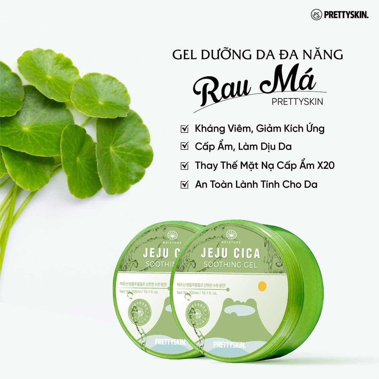 Gel dưỡng da đa năng rau má Jeju Cica Soothing Gel PrettySkin - 300ml