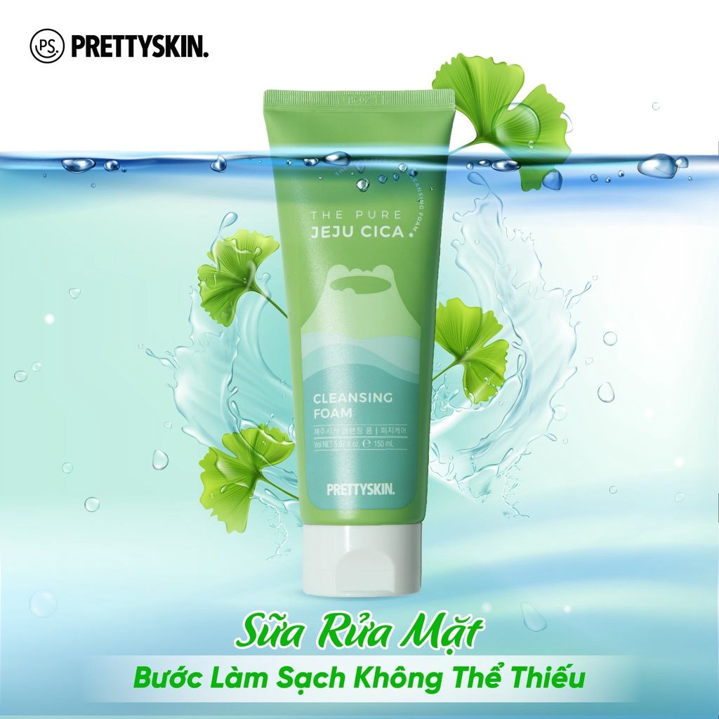 Sữa rửa mặt rau má PrettySkin The Pure Jeju Cica Cleansing Foam