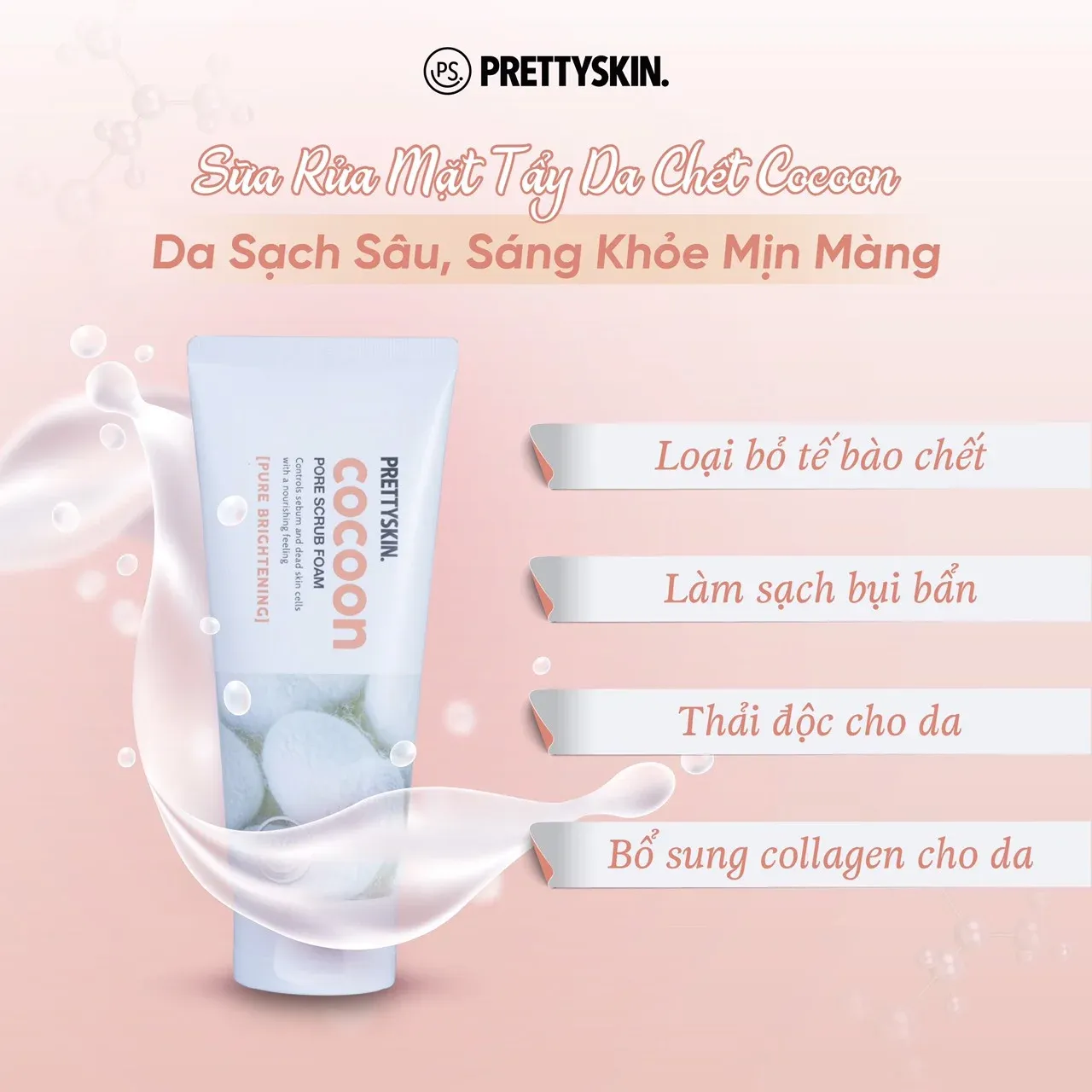 Sữa rửa mặt Tẩy da chết Cocoon PrettySkin Cocoon Pore Scrub Foam