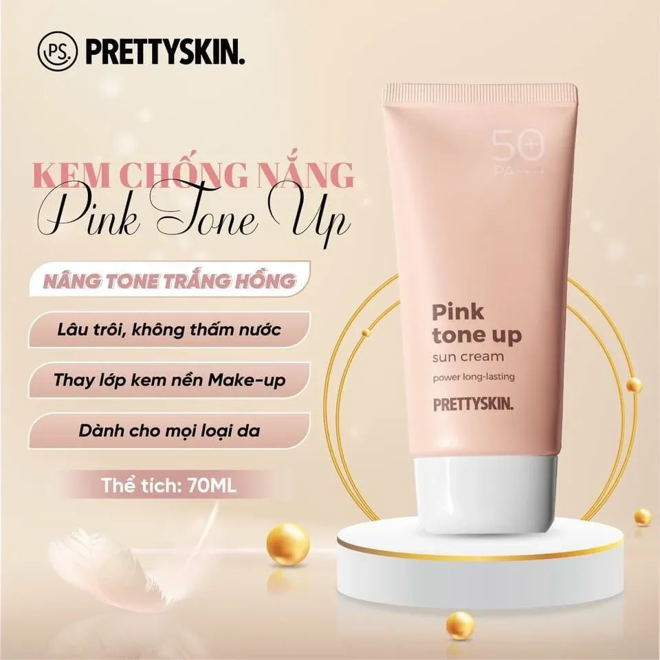 Kem chống nắng Prettyskin Pink tone up 70g