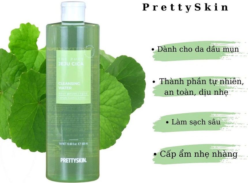 Nước Tẩy Trang Trị Mụn Rau Má Jeju Cica Prettyskin