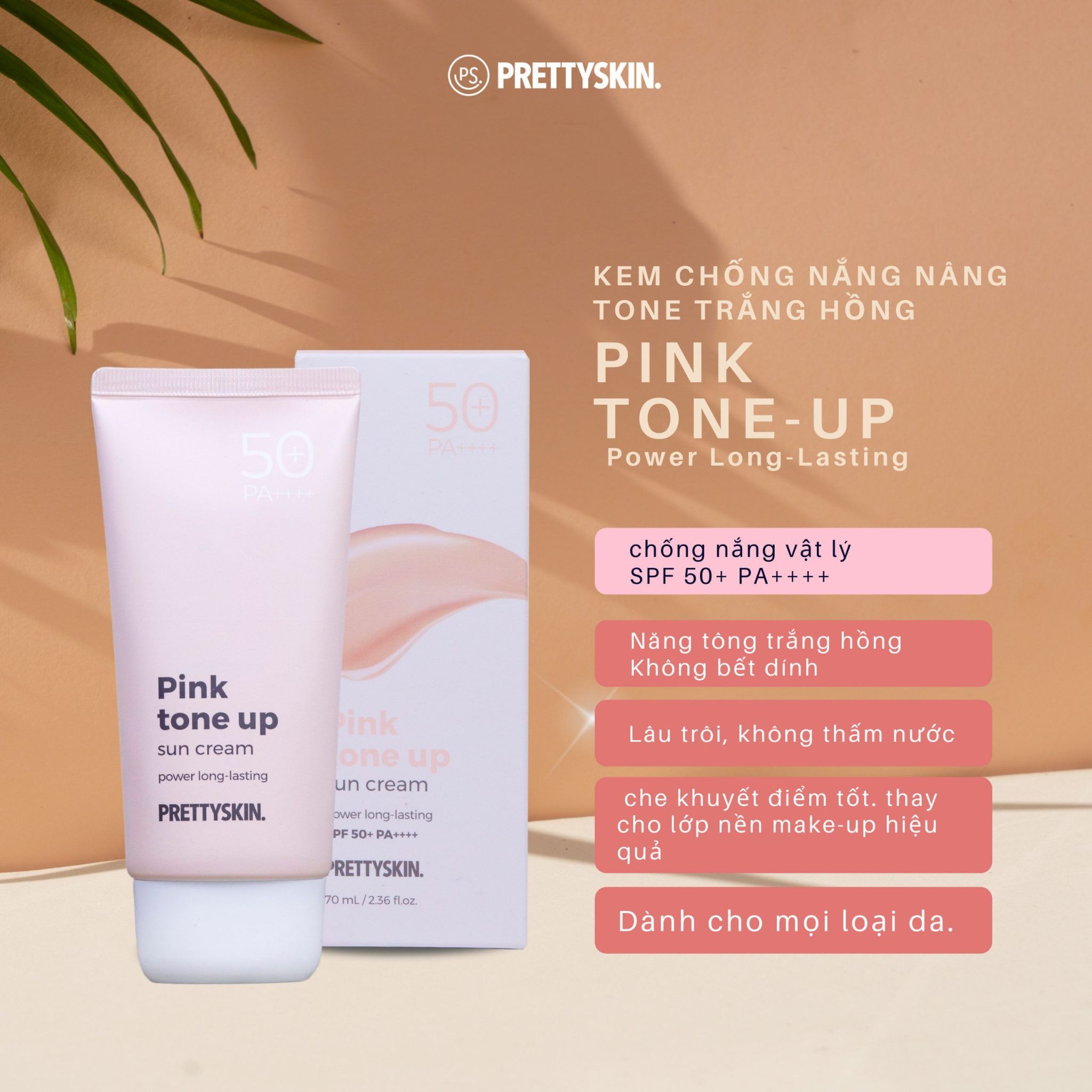 Kem chống nắng Prettyskin Pink tone up 70g