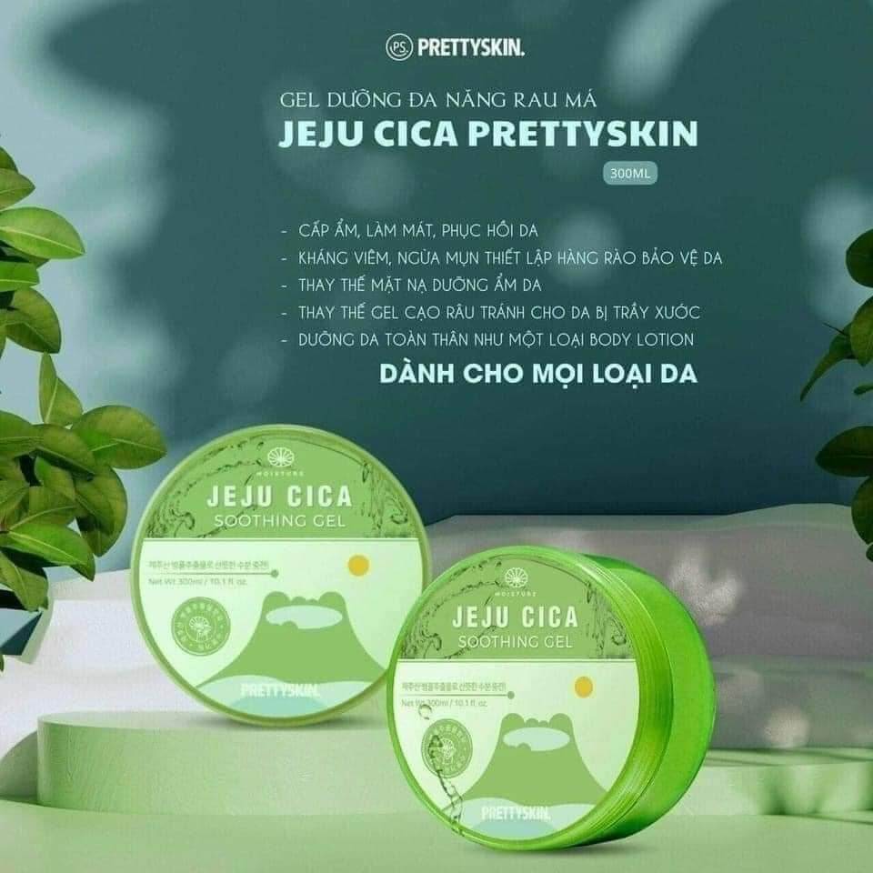 Gel dưỡng da đa năng rau má Jeju Cica Soothing Gel PrettySkin - 300ml