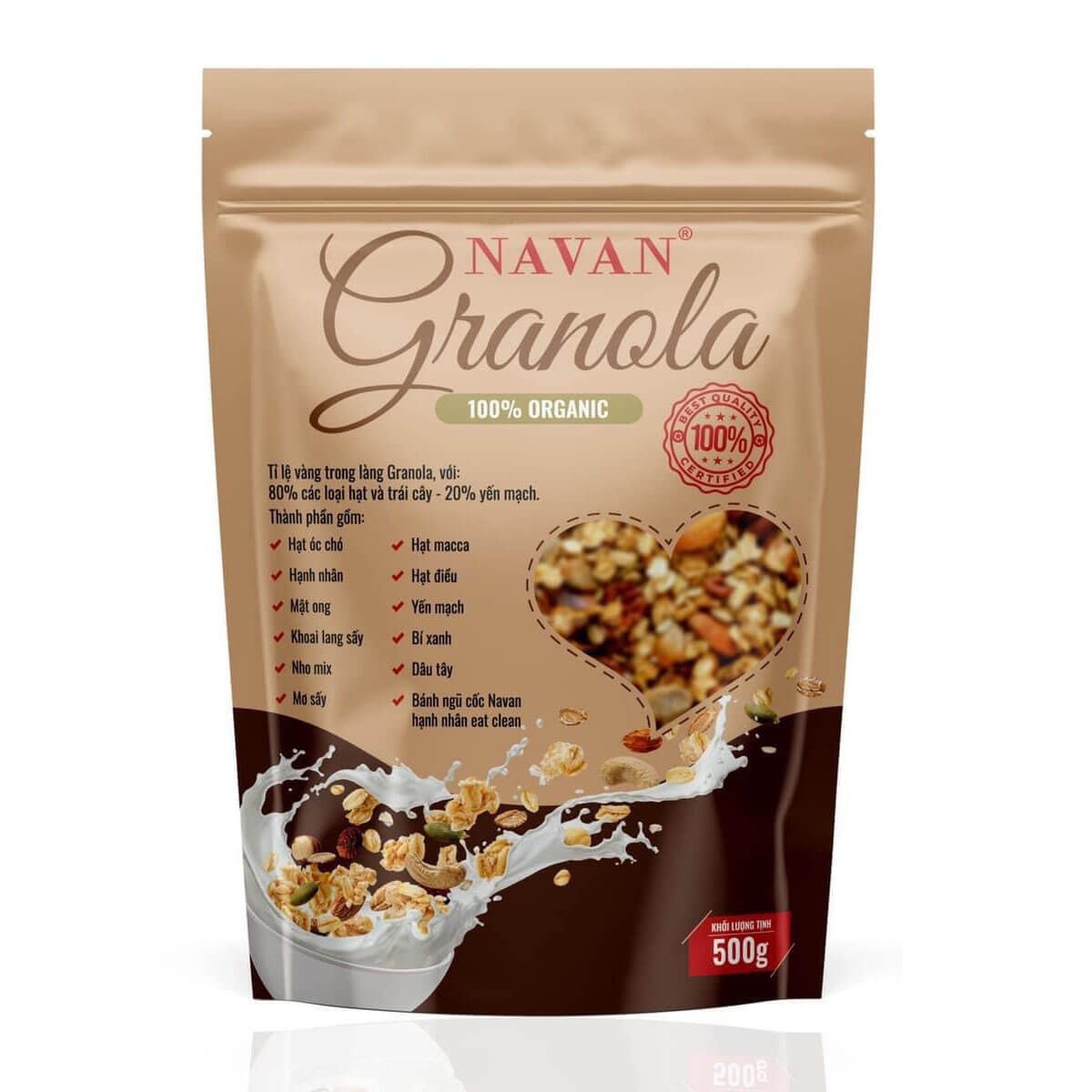 Ngũ Cốc Hạt Dinh Dưỡng Navan Granola Gói 500gr Hỗ Trợ Ăn Kiêng Giảm Cân Hiệu Quả