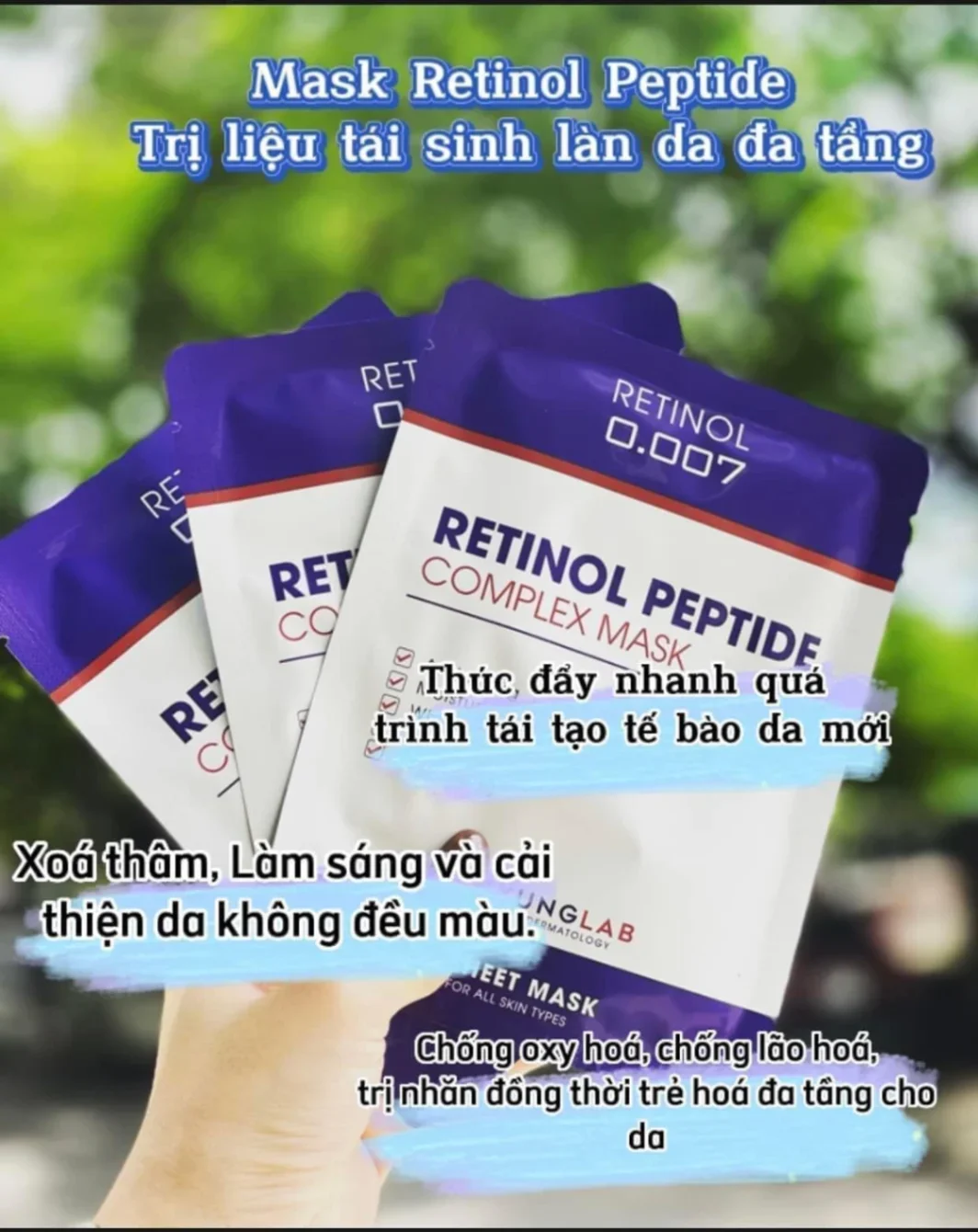 Mặt nạ trẻ hóa da Retinol Peptide Complex Kyung Lab Hộp 3 miếng