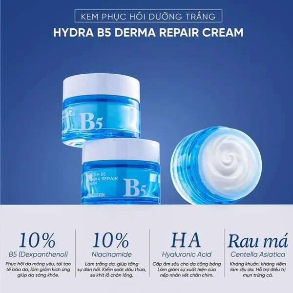 Kem Dưỡng Cấp Ẩm Trắng Da Hydra B5 Derma Repair Cream Prettyskin - 52ml