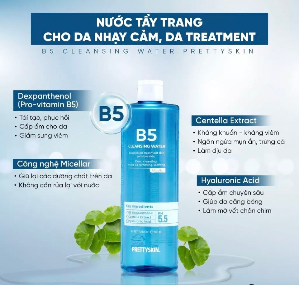 Nước tẩy trang B5 Prettyskin Cleansing Water PrettySkin 500ml