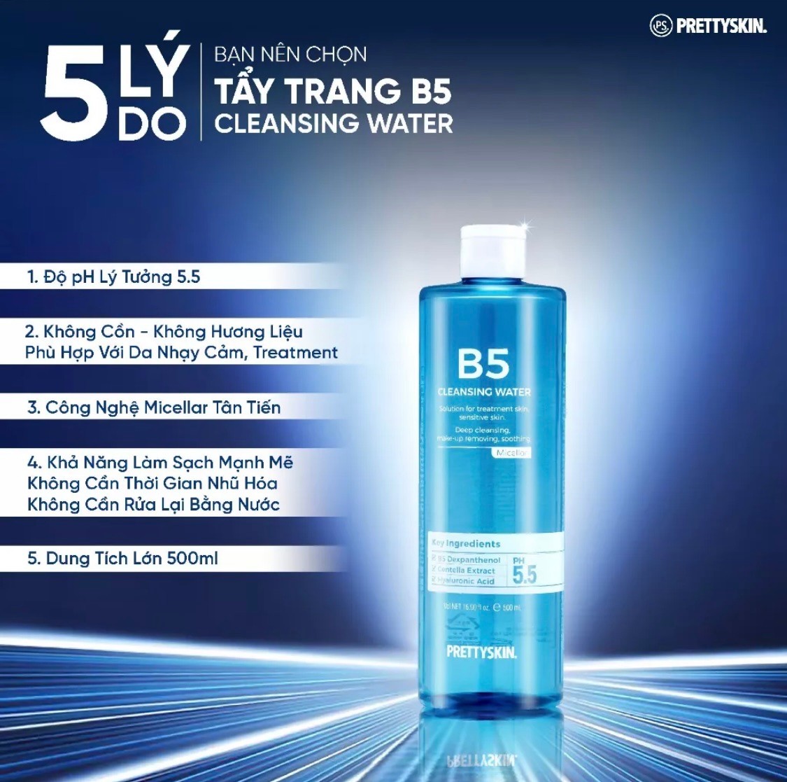 Nước tẩy trang B5 Prettyskin Cleansing Water PrettySkin 500ml