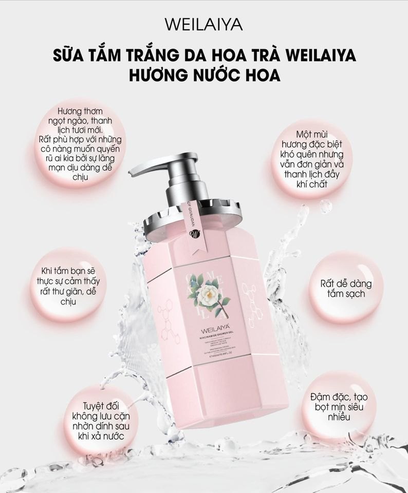 Sữa Tắm Trắng Da Hoa Trà Weilaiya - 450ml