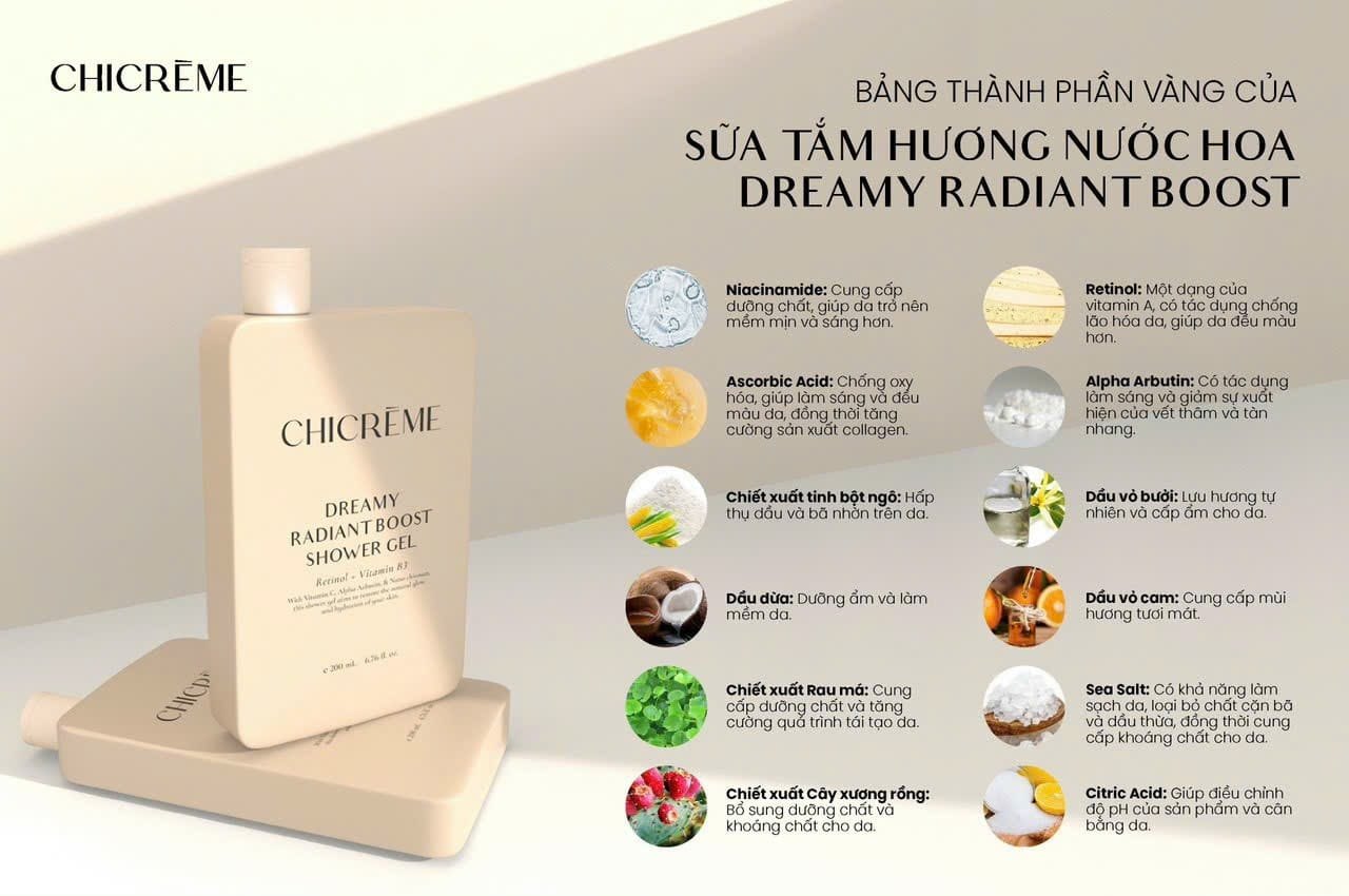 Sữa tắm hương nước hoa Chicreme Dreamy Radiant Boost