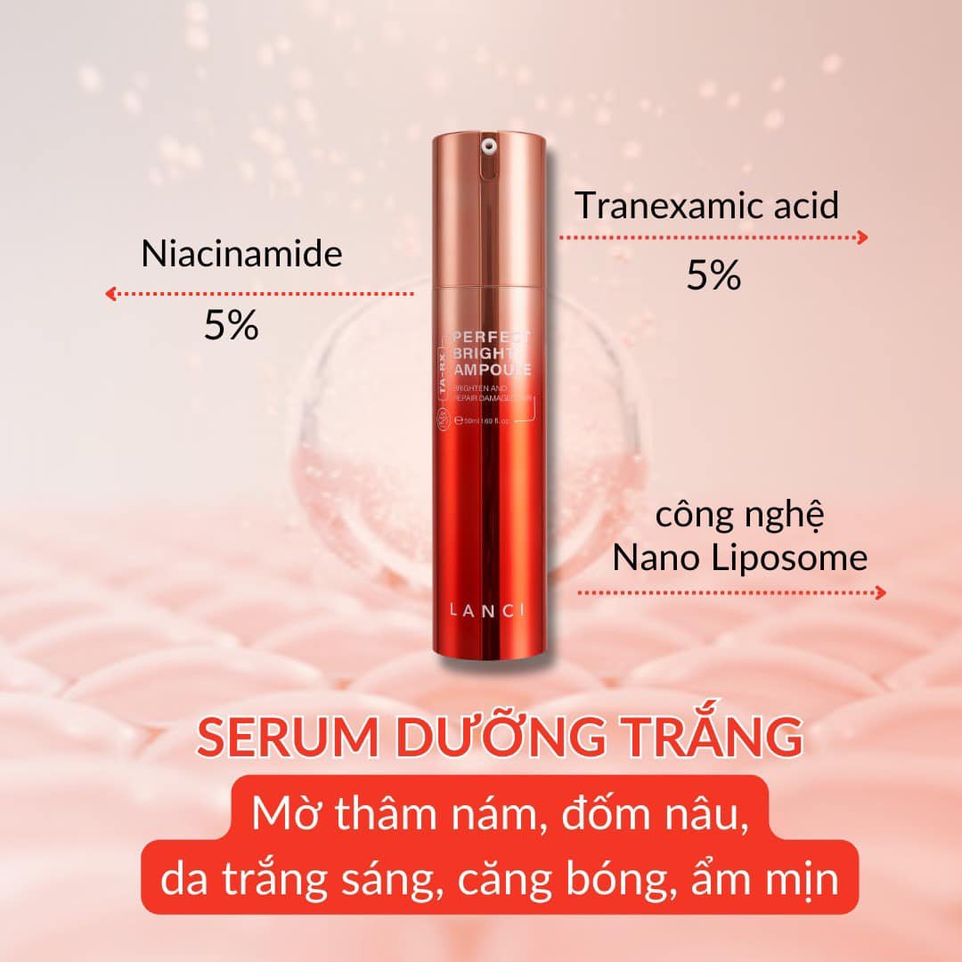 Serum Ampoule Lanci dưỡng trắng da chống lão hoá, giảm nếp nhăn, phục hồi tái tạo da - 50ml