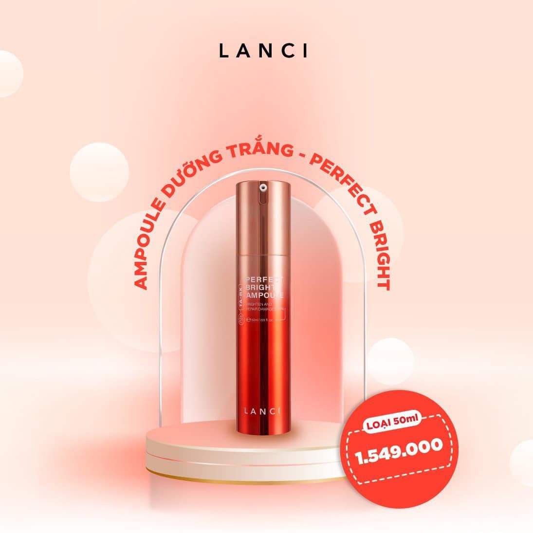 Serum Ampoule Lanci dưỡng trắng da chống lão hoá, giảm nếp nhăn, phục hồi tái tạo da - 50ml