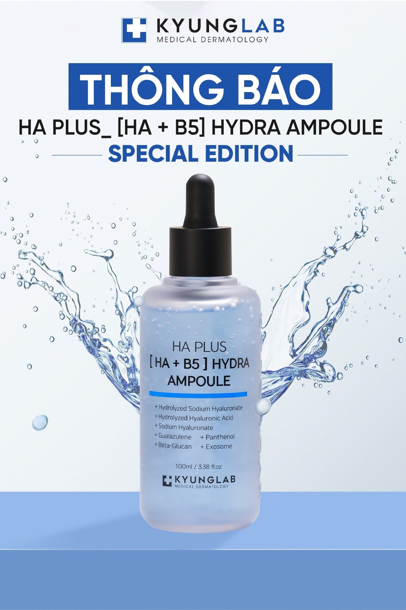 Serum Hỗ Trợ Căng Bóng Da Kyung Lab HAB5 Plus Hydra Ampoule - Mẫu mới 100ml (bản giới hạn)