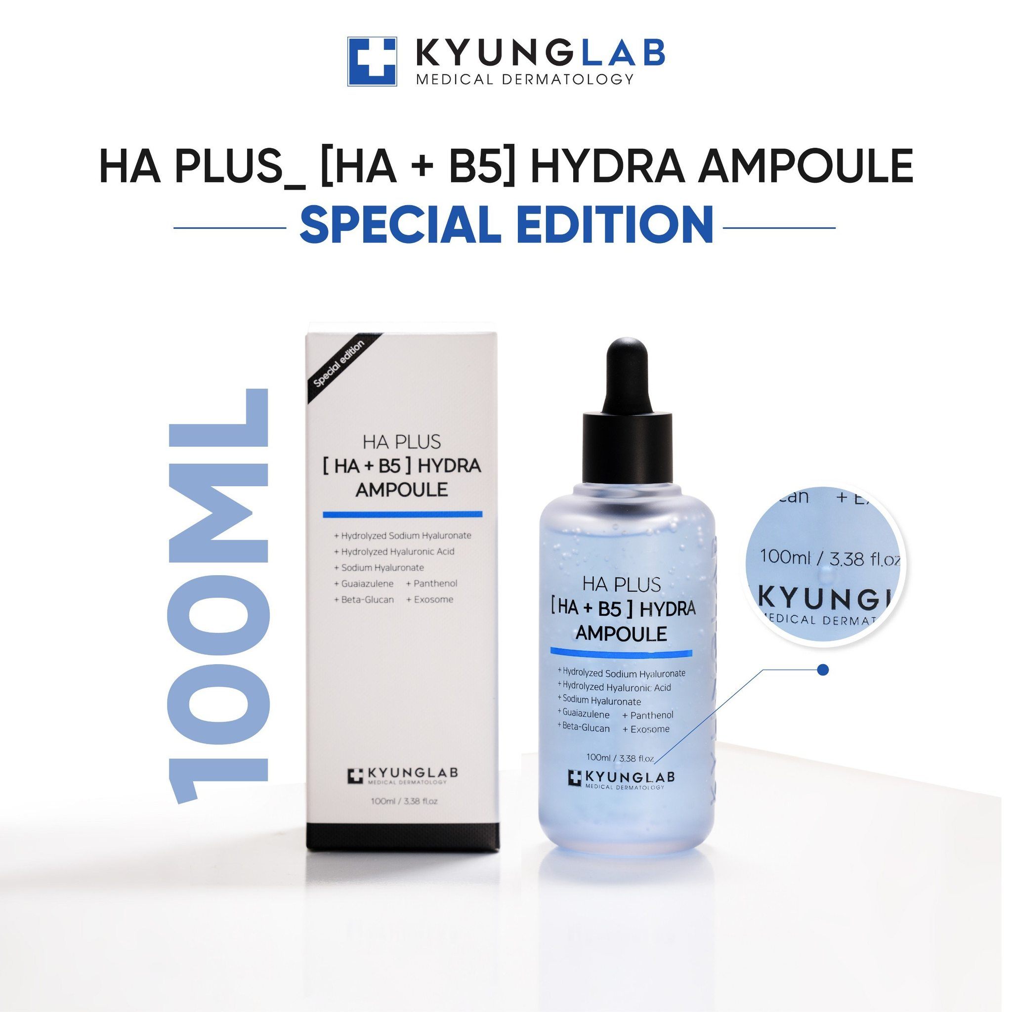 Serum Hỗ Trợ Căng Bóng Da Kyung Lab HAB5 Plus Hydra Ampoule - Mẫu mới 100ml (bản giới hạn)