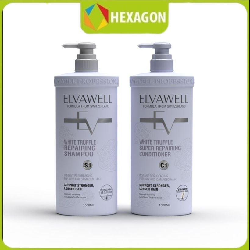 Dầu gội xả phục hồi hư tổn siêu suôn mượt Elvawell - 1000ml (Màu tím)