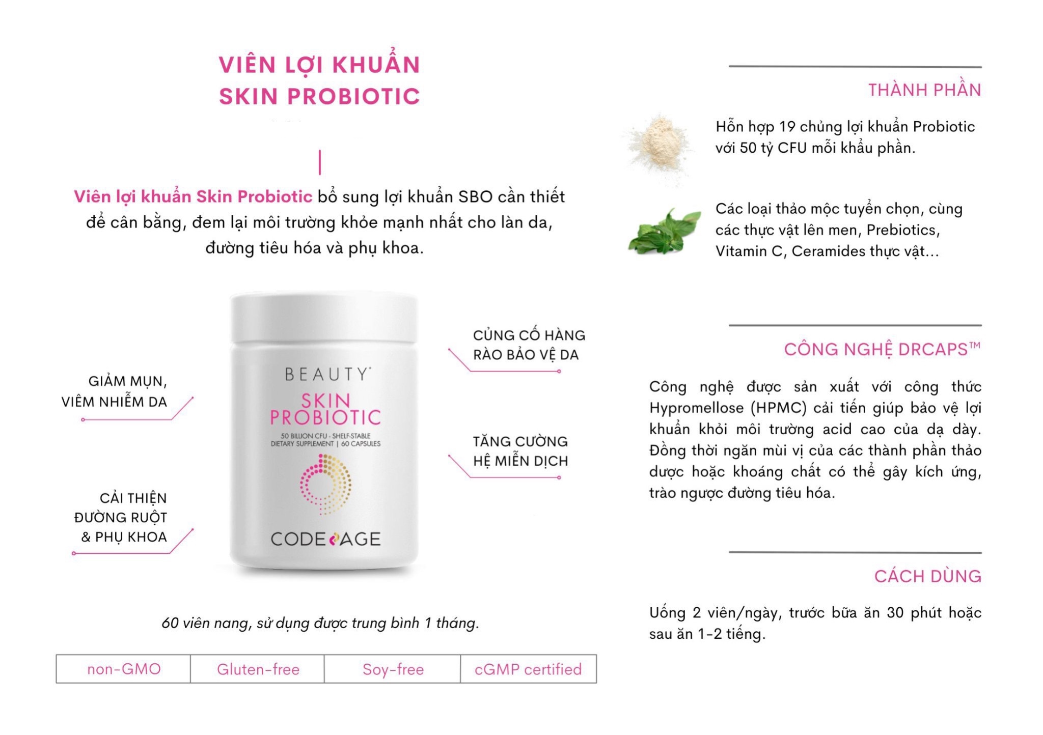 Viên Lợi Khuẩn Cho Da Skin Probiotic Beauty Codeage