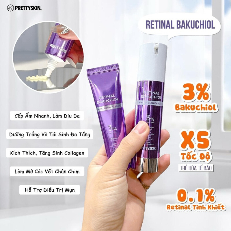 Kem dưỡng Pretty Skin Retinal Bakuchiol A-Mazing Night Cream 30ml