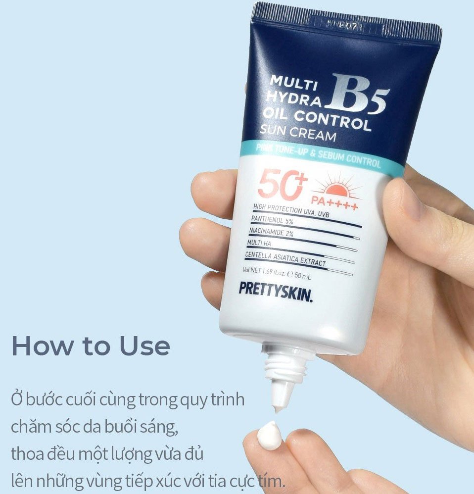 Kem chống nắng cho da dầu mụn PrettySkin Multi Hydra B5 Oil Control Sun Cream