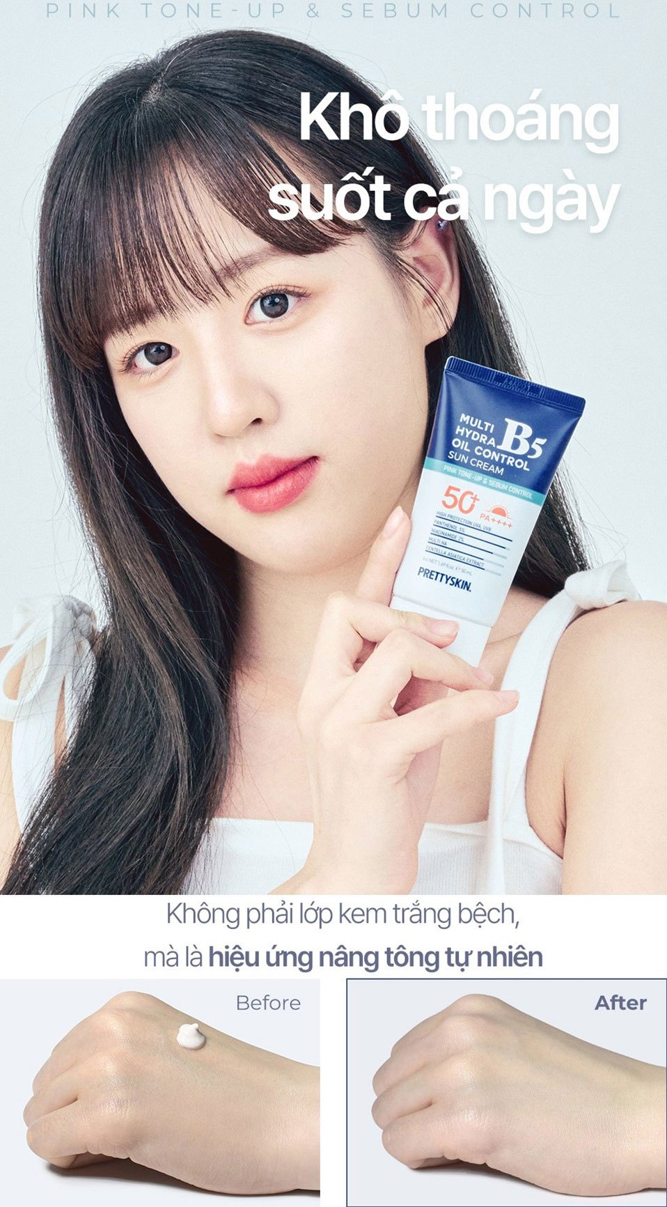 Kem chống nắng cho da dầu mụn PrettySkin Multi Hydra B5 Oil Control Sun Cream