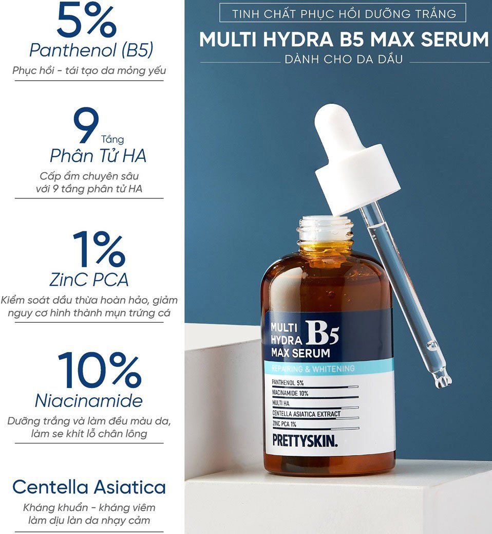 Tinh chất PrettySkin Multi Hydra B5 Max Serum cho da dầu