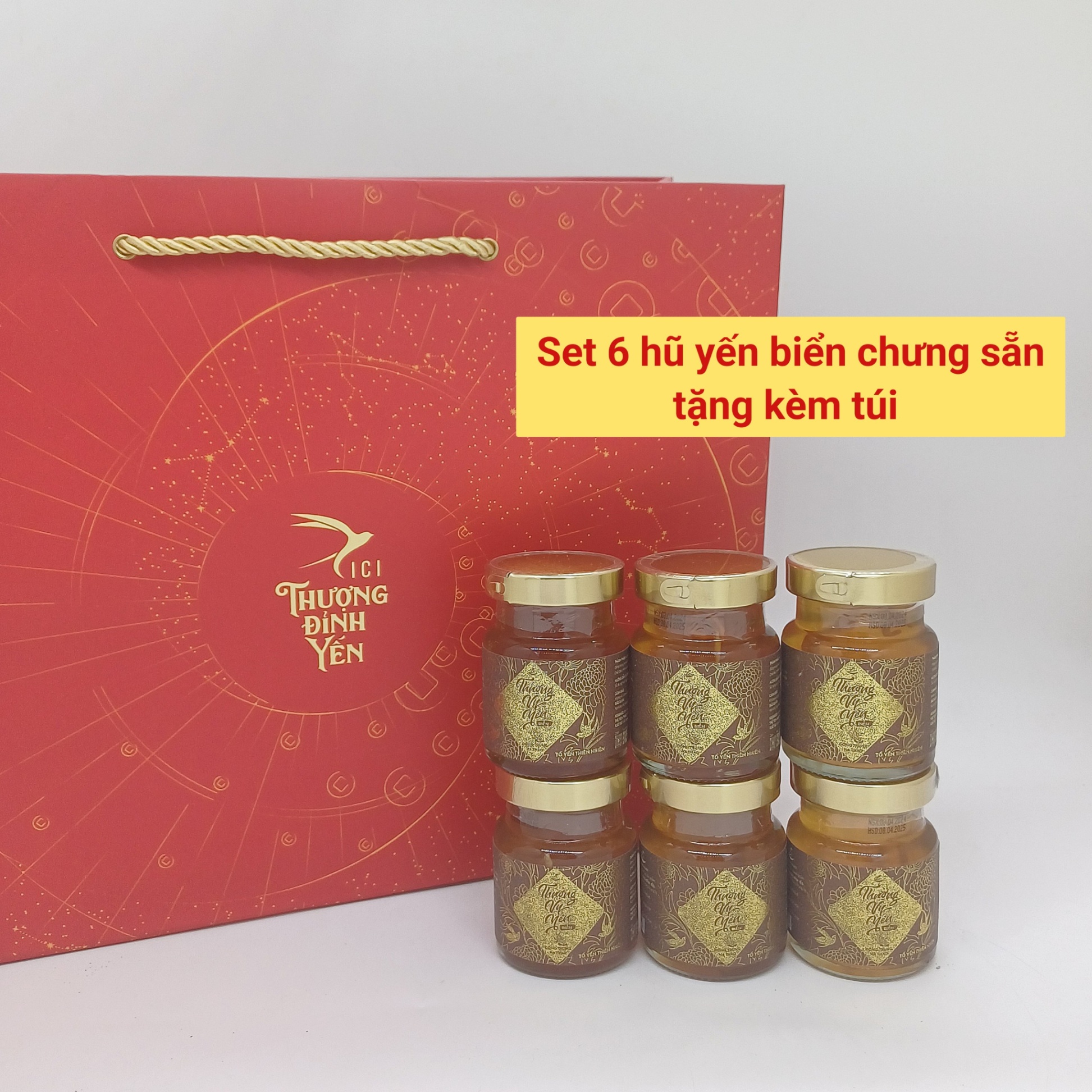 Thượng Vy Yến Biển Đông Trùng Hạ Thảo - Yến Sào Cao Cấp (Set 6 Hũ) - Tặng kèm túi