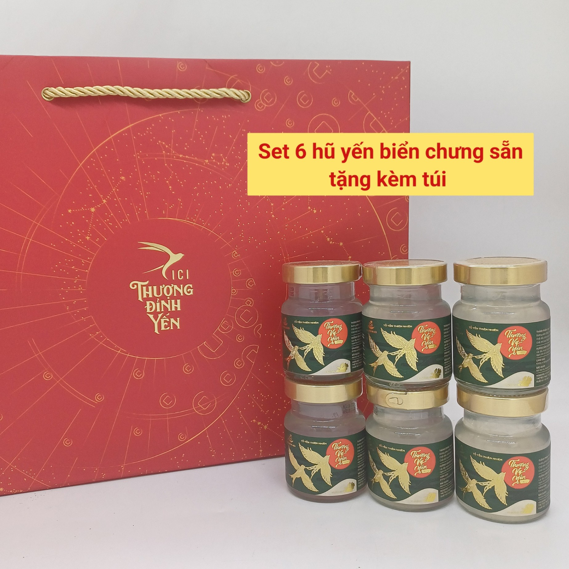 Thượng Vy Yến Biển Vị Gừng - Yến Sào Cao Cấp (Set 6 Hũ) - Tặng kèm túi