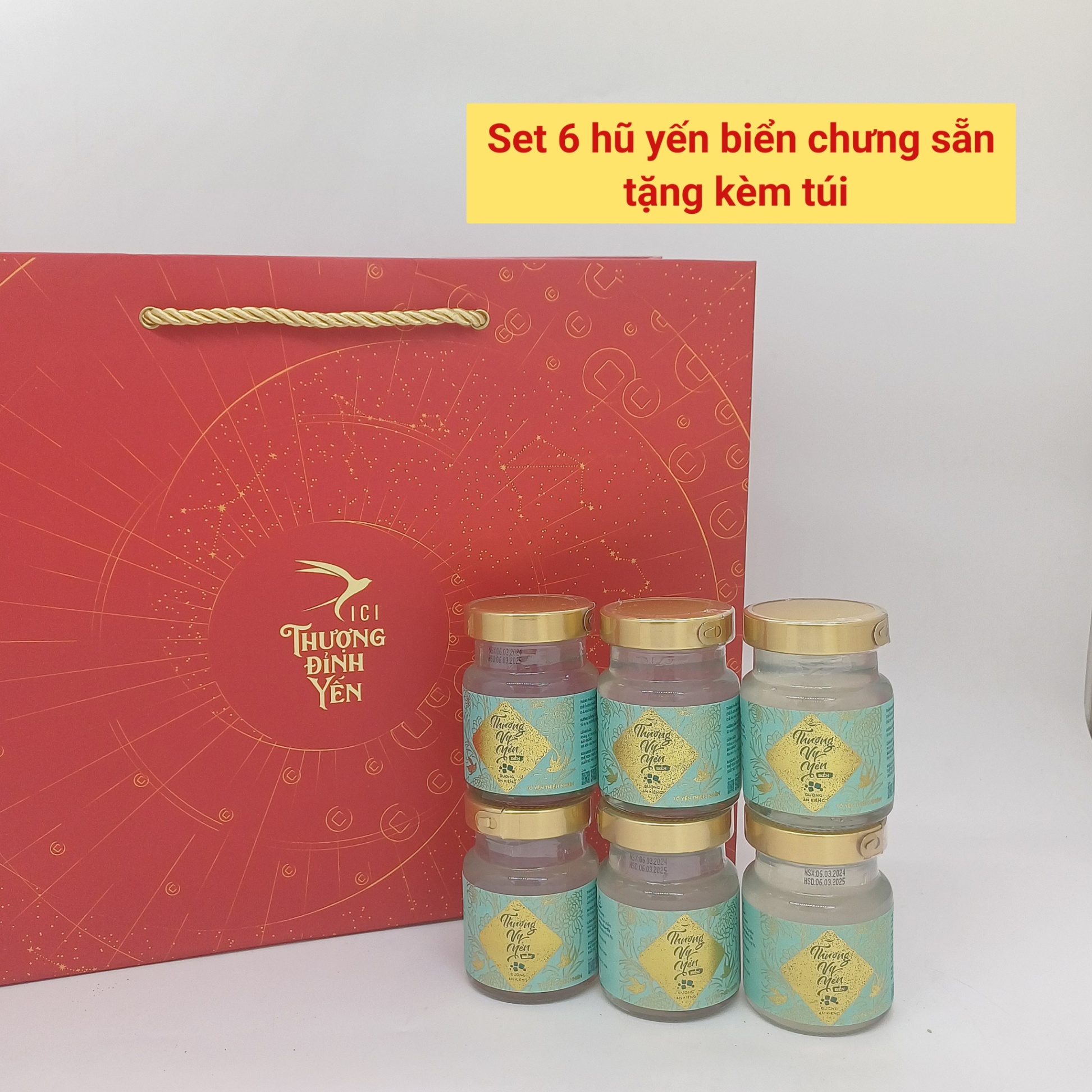 Thượng Vy Yến Biển Đường Ăn Kiêng - Yến Sào Cao Cấp (Set 6 Hũ) - Tặng kèm túi