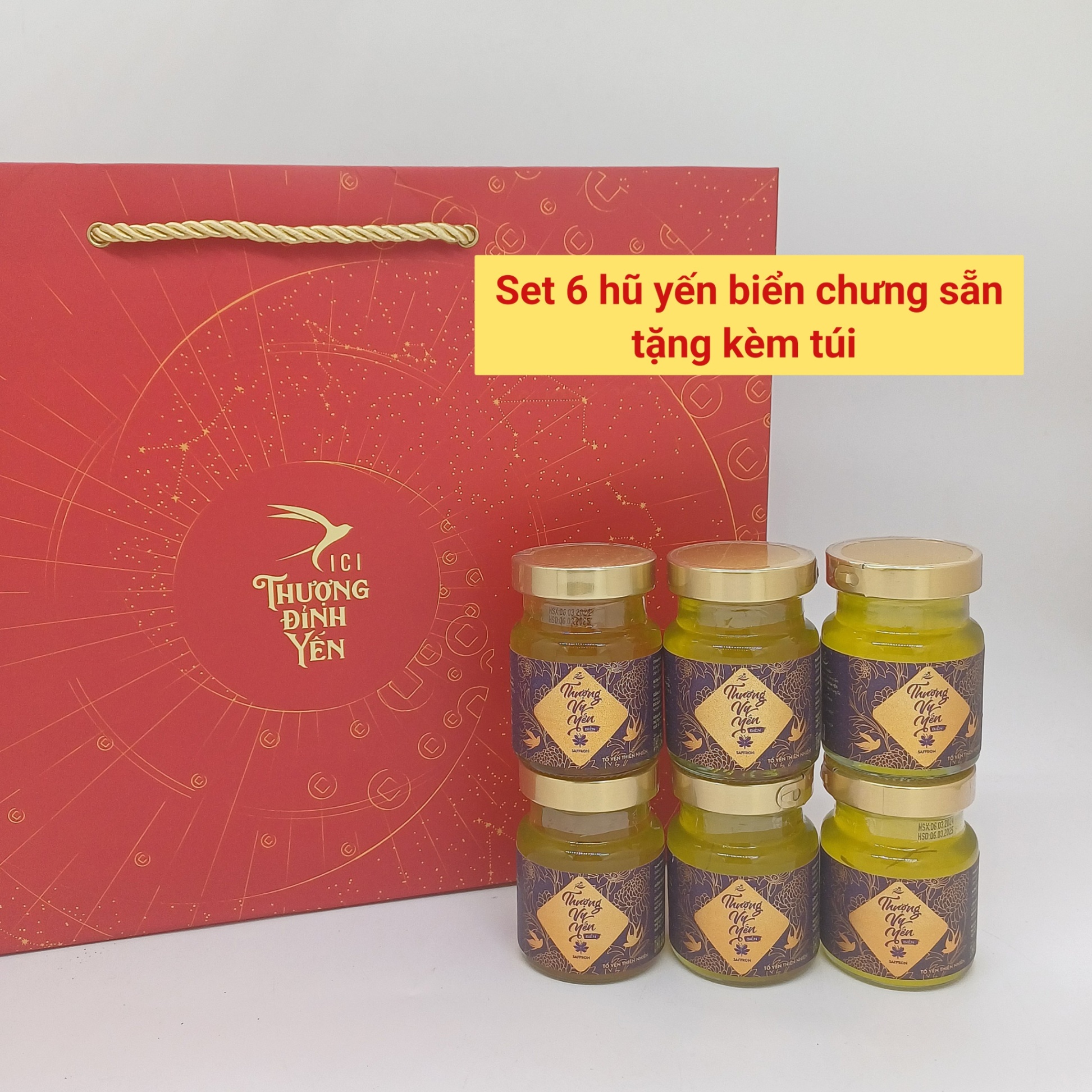 Thượng Vy Yến Biển Saffron - Yến Sào Cao Cấp (Set 6 Hũ) - Tặng kèm túi