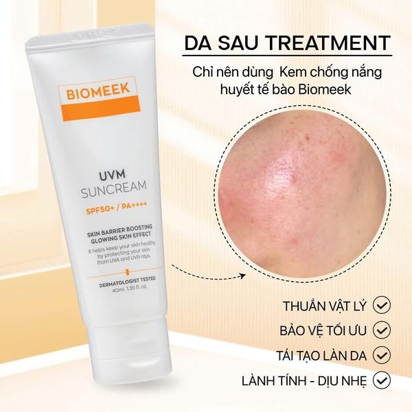 Kem chống nắng Biomeek huyết tế bào UVM Suncream SPF50+ PA++++ Dành Cho Da Nhạy Cảm 40ml