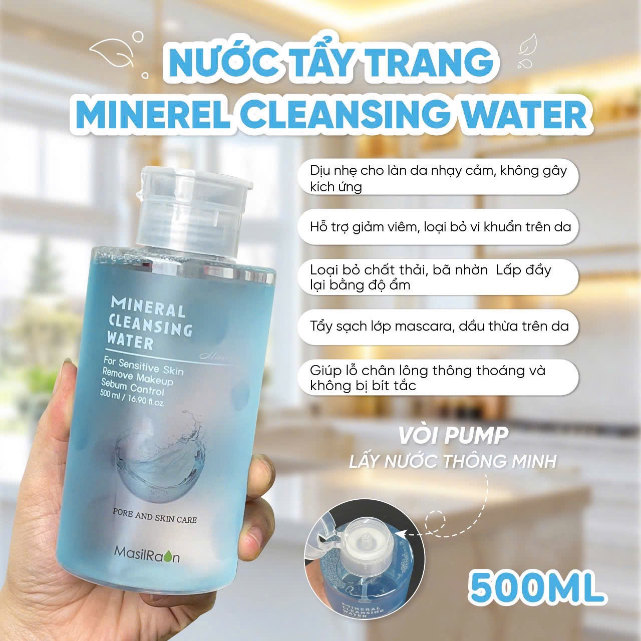 Nước Tẩy Trang Masilraon Cleansing Water CiCa / Mineral 500ml