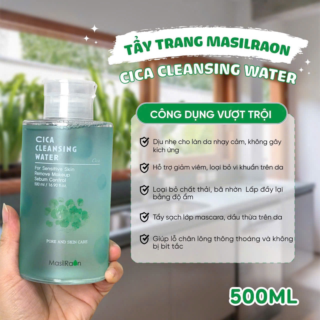 Nước Tẩy Trang Masilraon Cleansing Water CiCa / Mineral 500ml