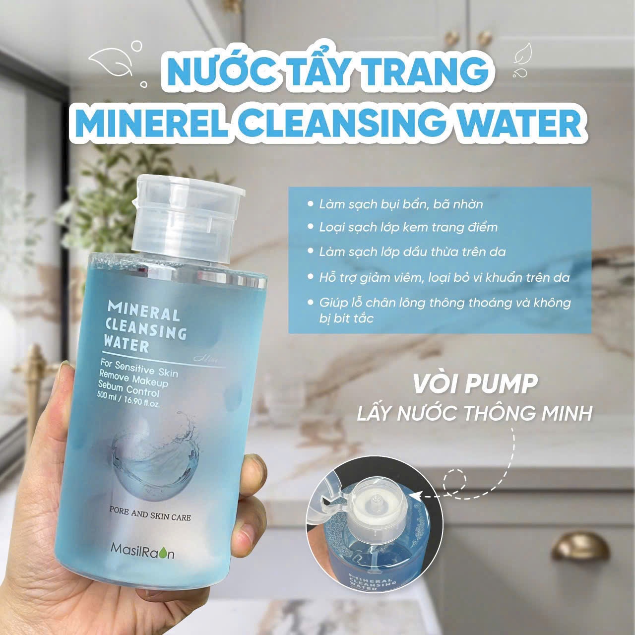 Nước Tẩy Trang Masilraon Cleansing Water CiCa / Mineral 500ml