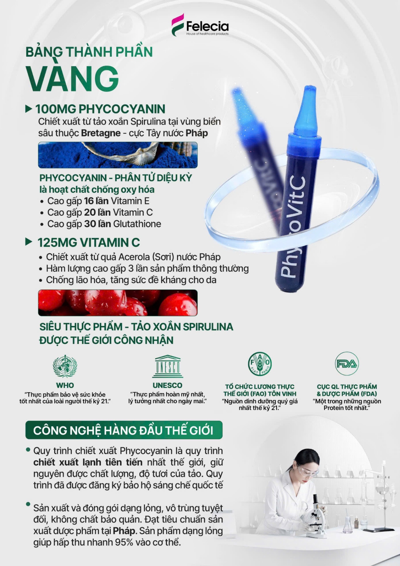 Tảo Tươi PhycoVitC Avenir – Siêu Tinh Chất Làm Đẹp Da, Tăng Cường Sức Khỏe Từ Bên Trong