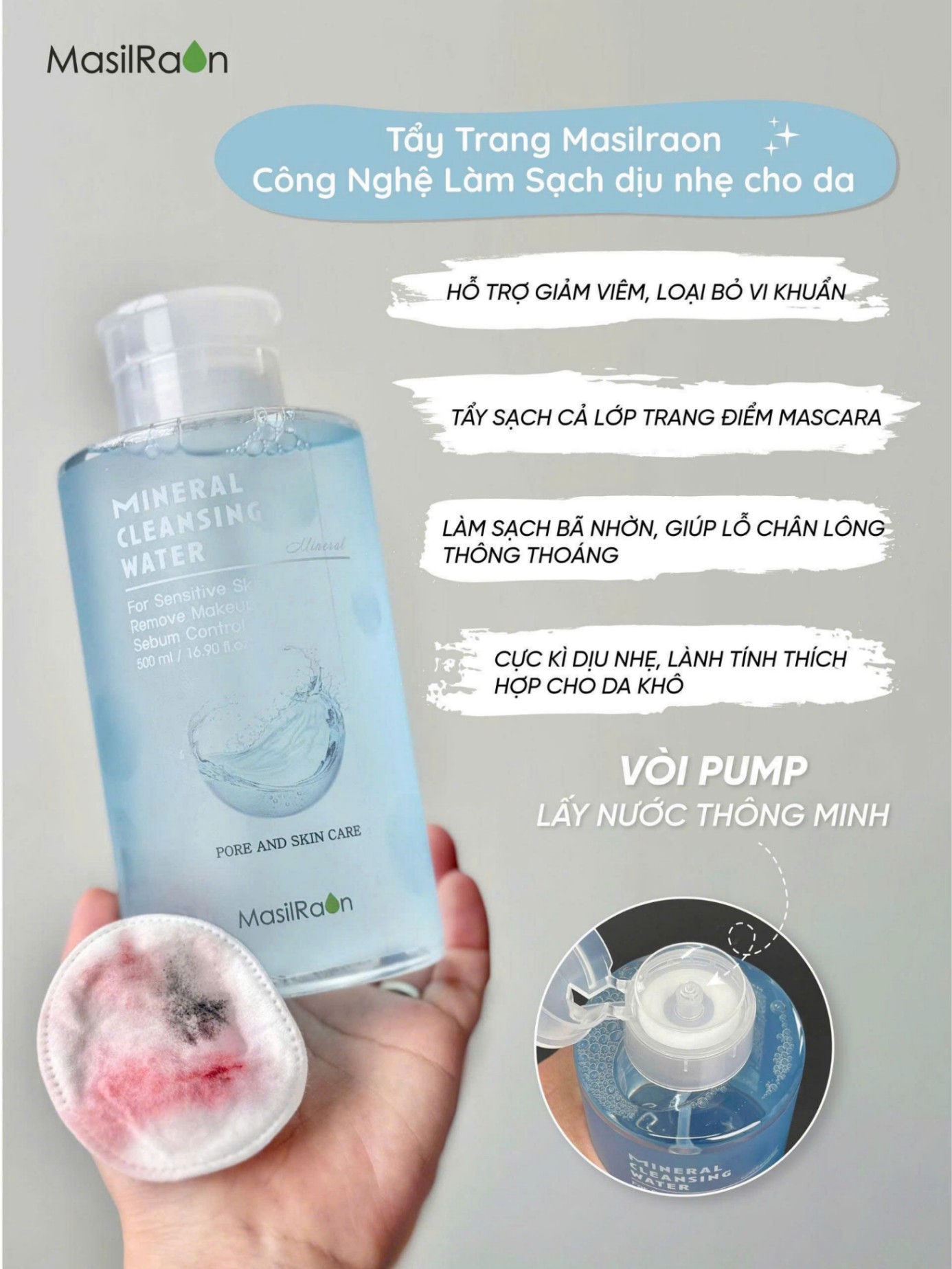 Nước Tẩy Trang Masilraon Cleansing Water CiCa / Mineral 500ml