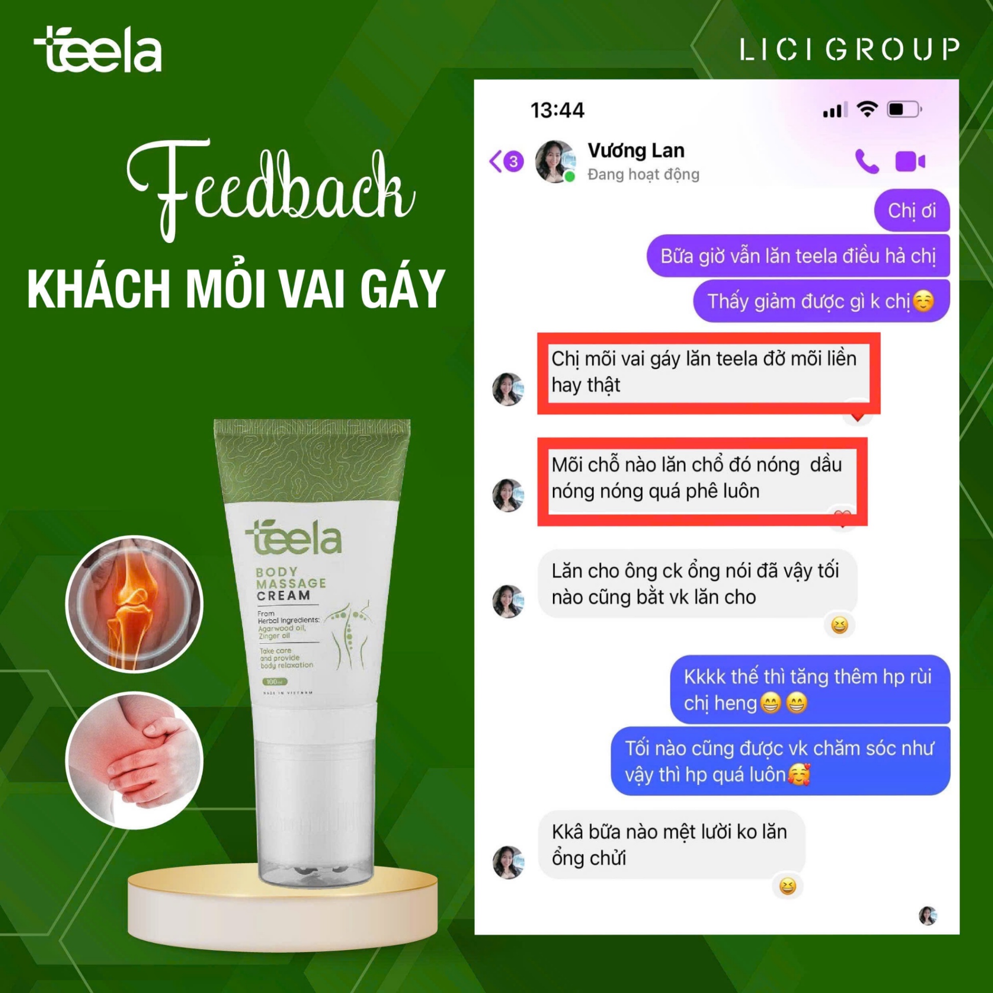 Kem massage Teela giảm đau cơ xương khớp