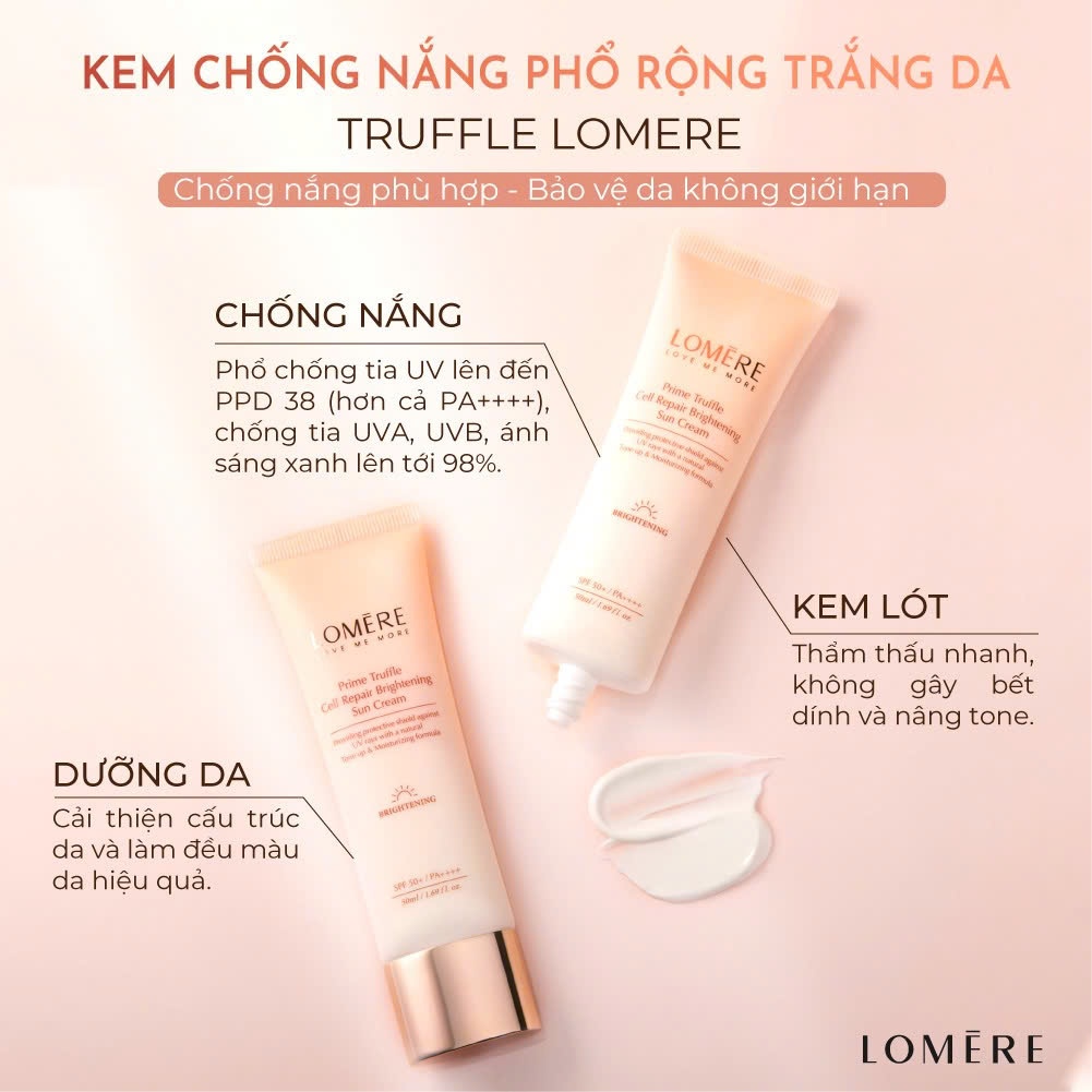 Kem Chống Nắng Lomere Truffle 50ml – Chống Nắng, Dưỡng Trắng, Dịu Da