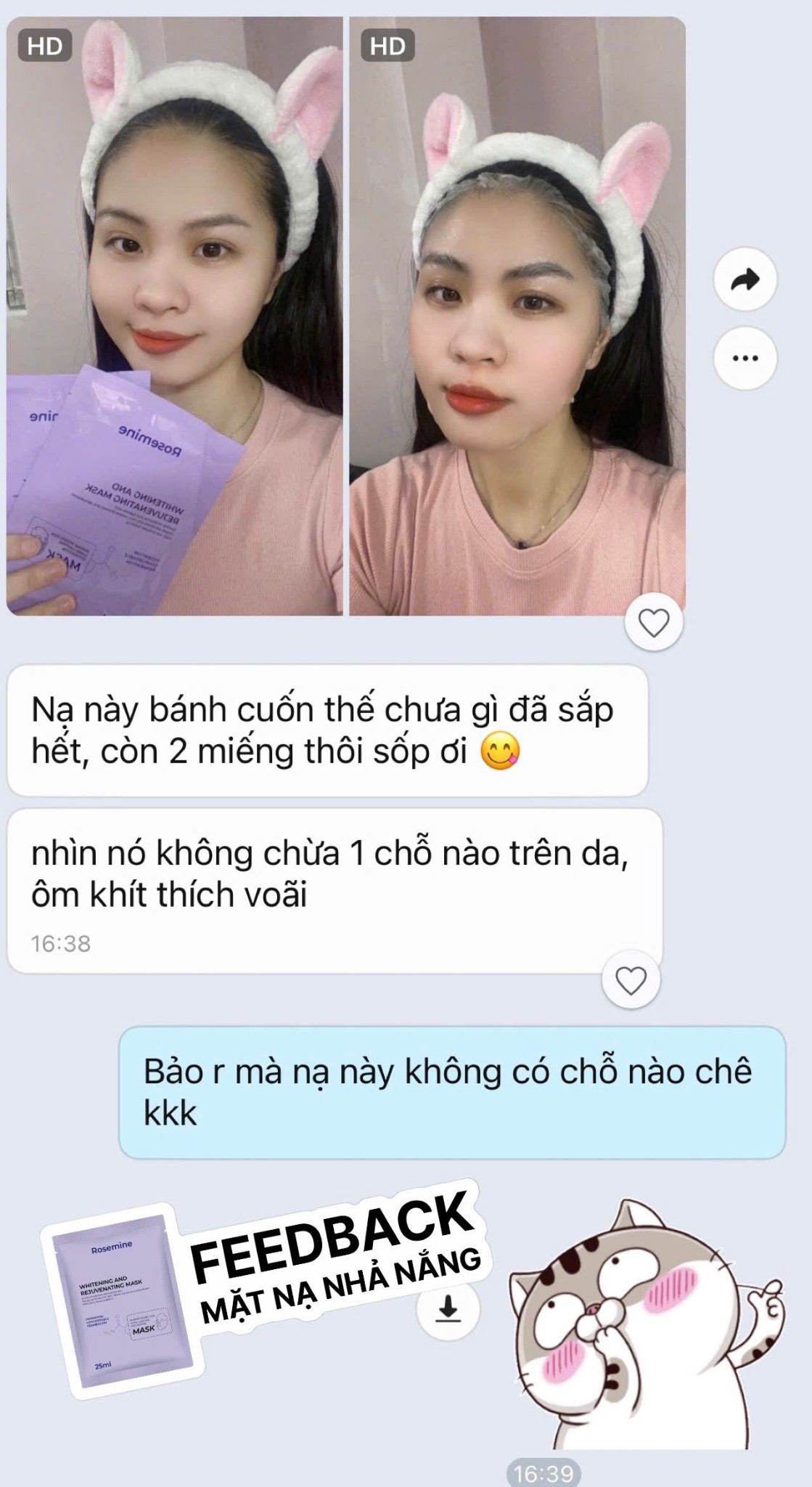Mặt Nạ Rosemine – Cấp Ẩm, Dưỡng Trắng, Mờ Thâm Sạm, Dịu Da