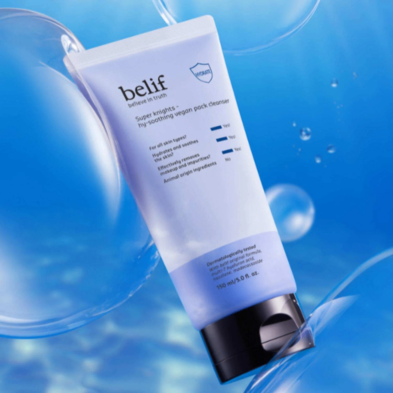 Sữa rửa mặt làm dịu và cấp ẩm Belif Super Knights Hy-Soothing Vegan Pack Cleanser 150ml