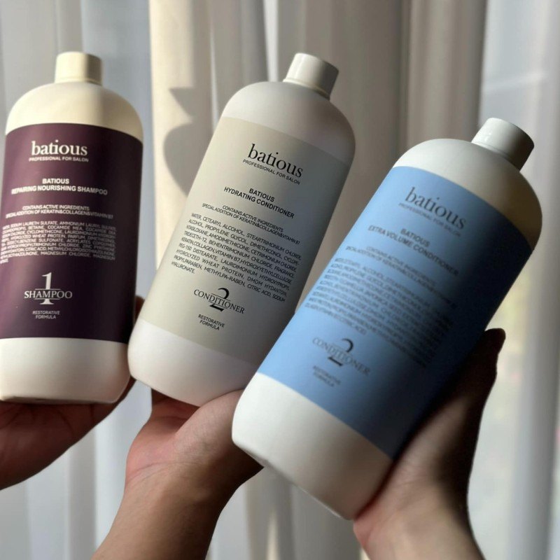 Cặp Dầu Gội Xả Batious 960ml màu trắng