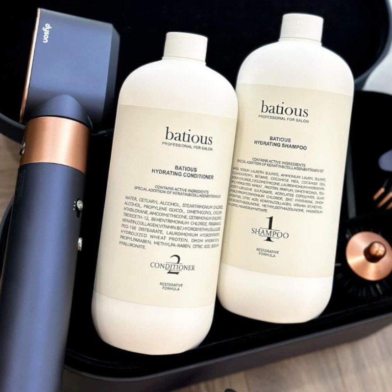 Cặp Dầu Gội Xả Batious 960ml màu trắng