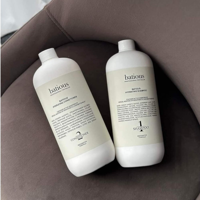 Cặp Dầu Gội Xả Batious 960ml màu trắng