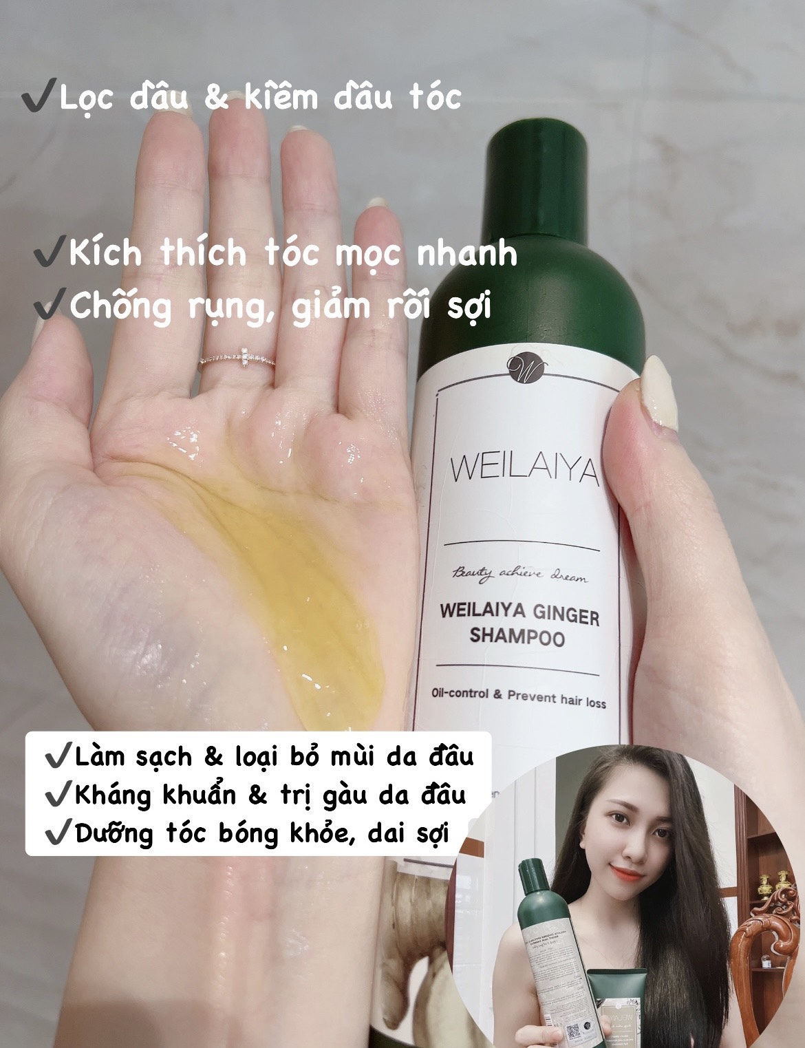 Bộ Dầu Gội Xả WEILAIYA Mọc Tóc Chiết Xuất Gừng - Kích thích mọc tóc, tóc suôn mượt