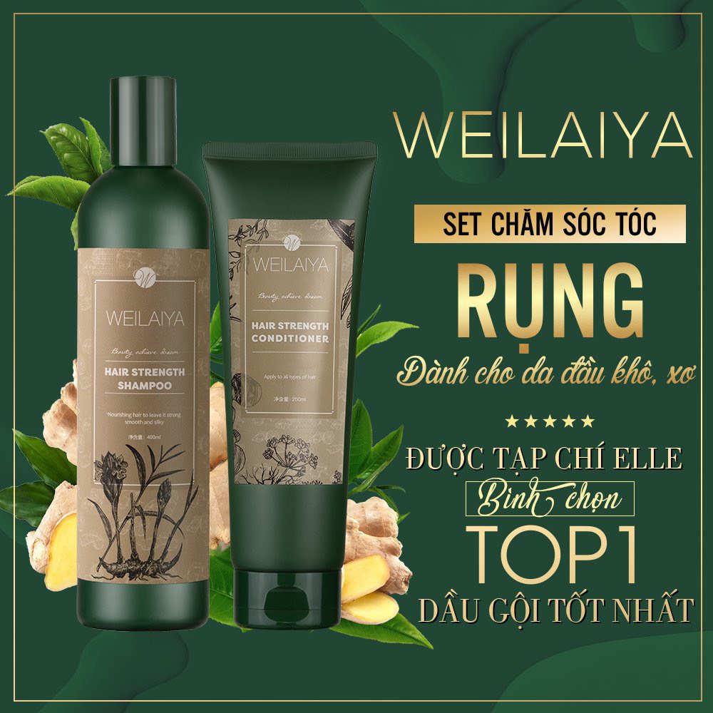 Bộ Dầu gội xả gừng Hà Thủ Ô Weilaiya - Kích thích mọc tóc, phục hồi tóc hư tổn