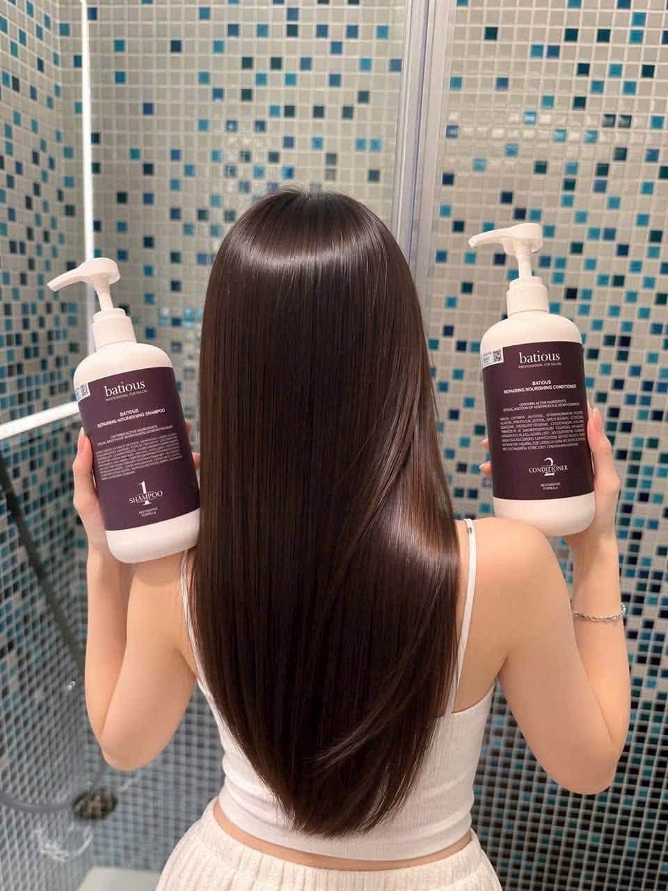 Bộ Gội Xả BatiouS Salon – Dưỡng Ẩm, Phục Hồi Tóc Hư Tổn màu tím 960ml *2