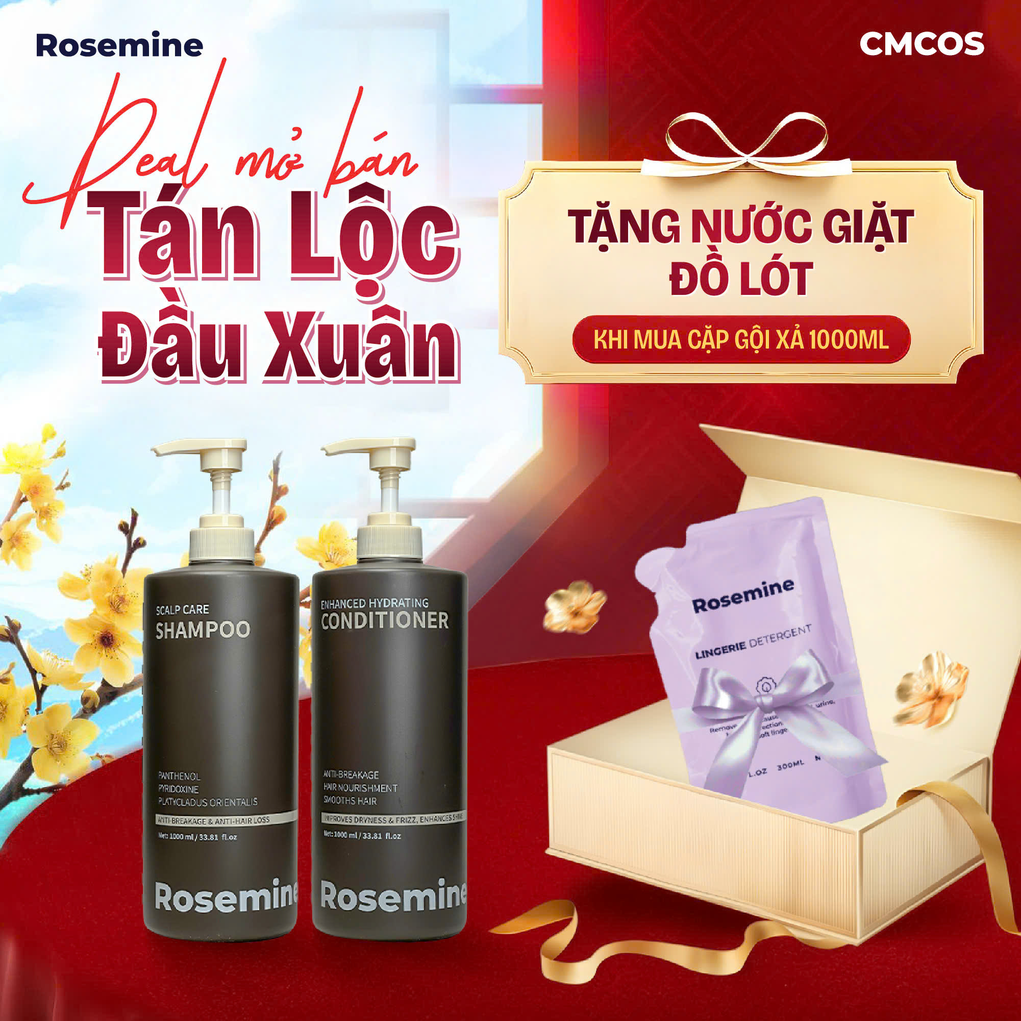 Cặp Dầu Gội Xả ROSEMINE 1000ml (Màu Nâu)