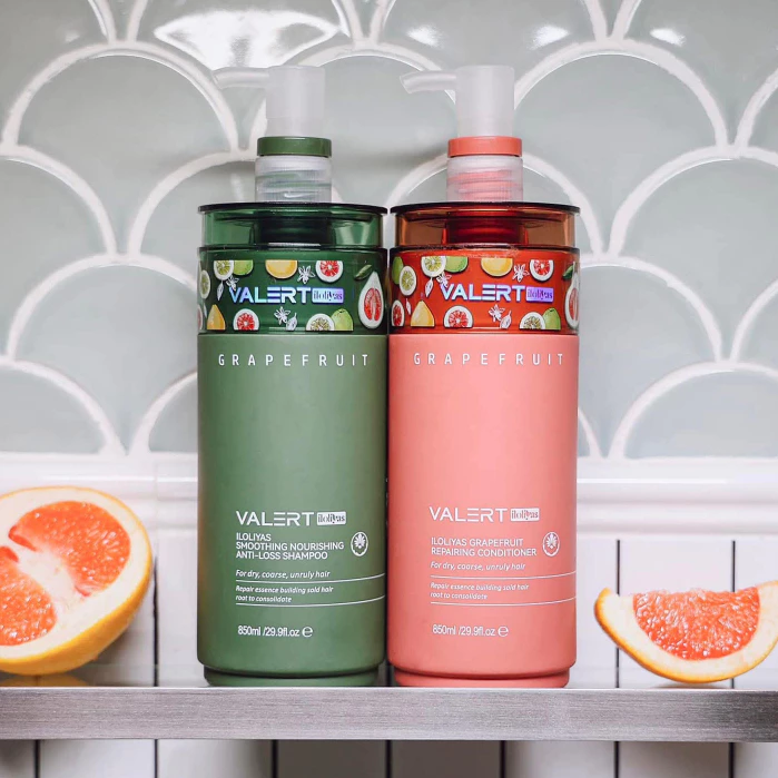 Cặp dầu gội xả bưởi VALERT GRAPEFRUIT 850ml hỗ trợ giúp giảm rụng tóc, giảm gàu
