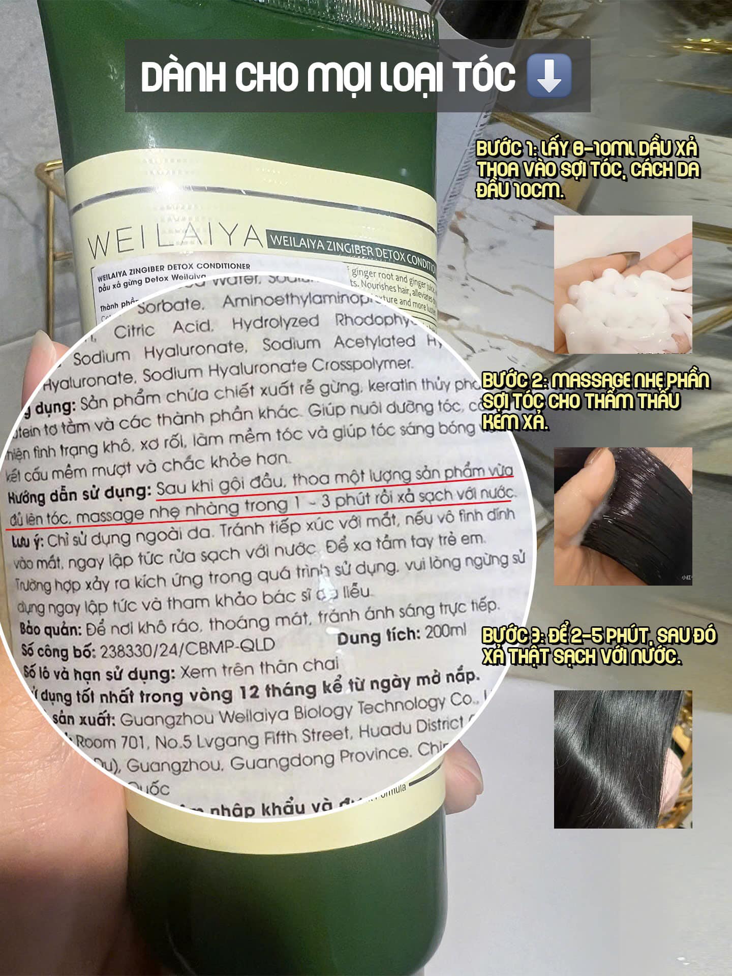 Cặp gội xả gừng Weilaiya Luxury kích mọc tóc dành cho tóc dầu