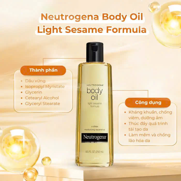 Dầu dưỡng thể Neutrogena Body Oil Light Sesame Formula